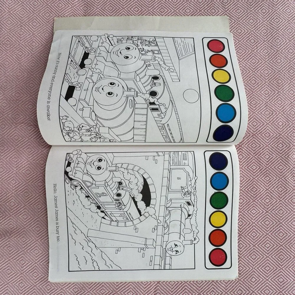 Vintage Thomas the Tank Engine Busy Day Paint Book + Puzzle Lot